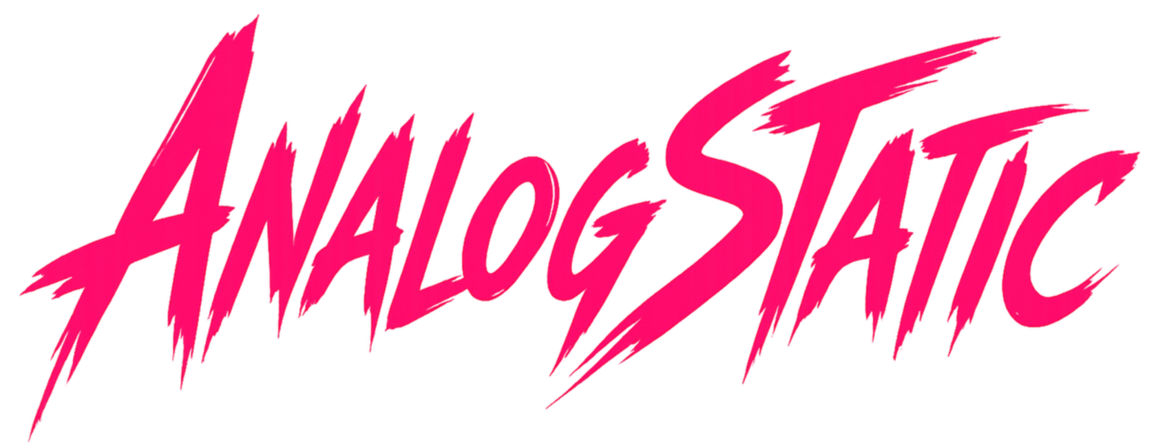 AnalogStatic text logo - brush stroke stylized lettering in neon pink