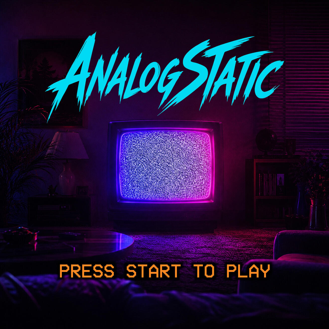 Press Start To Play front cover Press Start To Play EP cover art. Retro CRT television glowing with static in a living room.